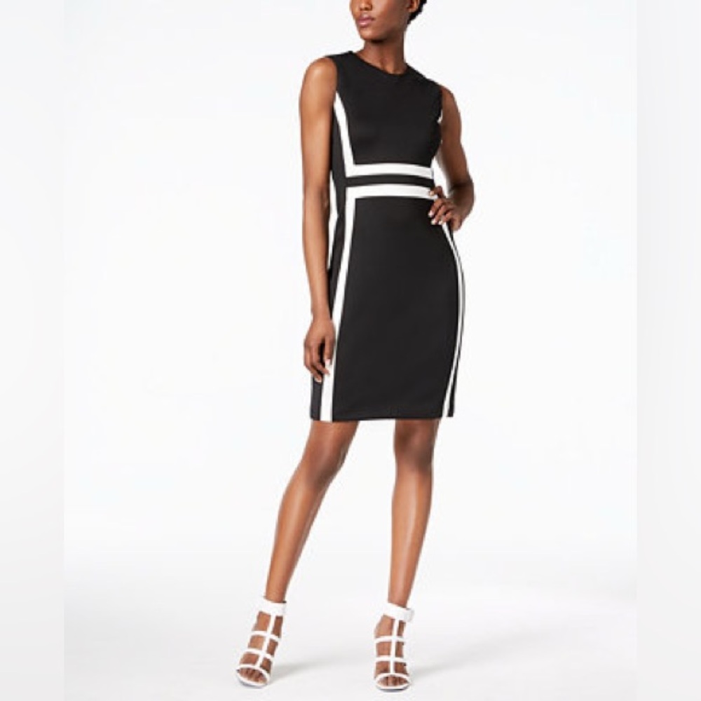 Calvin Klein Black Dress with White Contrast Stripes